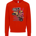 Extreme Race Motocross Dirt Bike Motorbike Kids Sweatshirt Jumper Bright Red