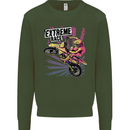 Extreme Race Motocross Dirt Bike Motorbike Kids Sweatshirt Jumper Forest Green