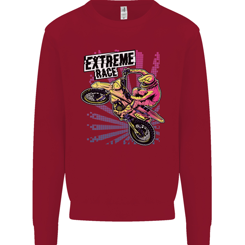 Extreme Race Motocross Dirt Bike Motorbike Kids Sweatshirt Jumper Red