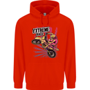 Extreme Race Motocross Dirt Bike Motorbike Mens 80% Cotton Hoodie Bright Red