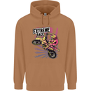 Extreme Race Motocross Dirt Bike Motorbike Mens 80% Cotton Hoodie Caramel Latte