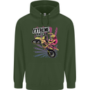 Extreme Race Motocross Dirt Bike Motorbike Mens 80% Cotton Hoodie Forest Green