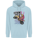 Extreme Race Motocross Dirt Bike Motorbike Mens 80% Cotton Hoodie Light Blue