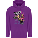 Extreme Race Motocross Dirt Bike Motorbike Mens 80% Cotton Hoodie Purple