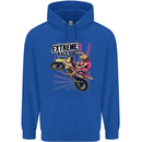 Extreme Race Motocross Dirt Bike Motorbike Mens 80% Cotton Hoodie Royal Blue