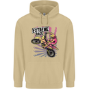 Extreme Race Motocross Dirt Bike Motorbike Mens 80% Cotton Hoodie Sand
