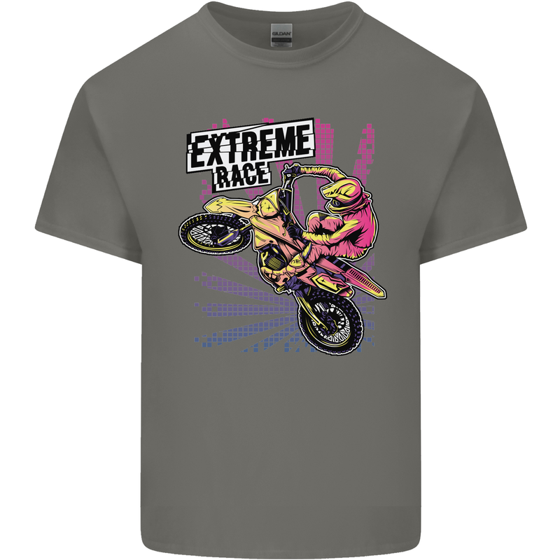 Extreme Race Motocross Dirt Bike Motorbike Mens Cotton T-Shirt Tee Top Charcoal