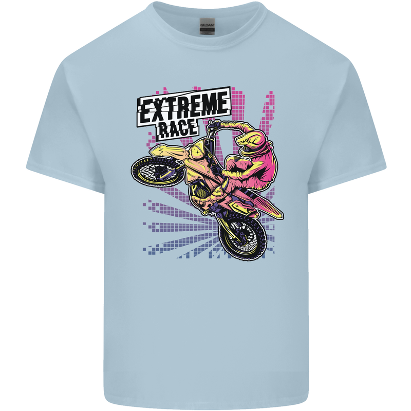 Extreme Race Motocross Dirt Bike Motorbike Mens Cotton T-Shirt Tee Top Light Blue