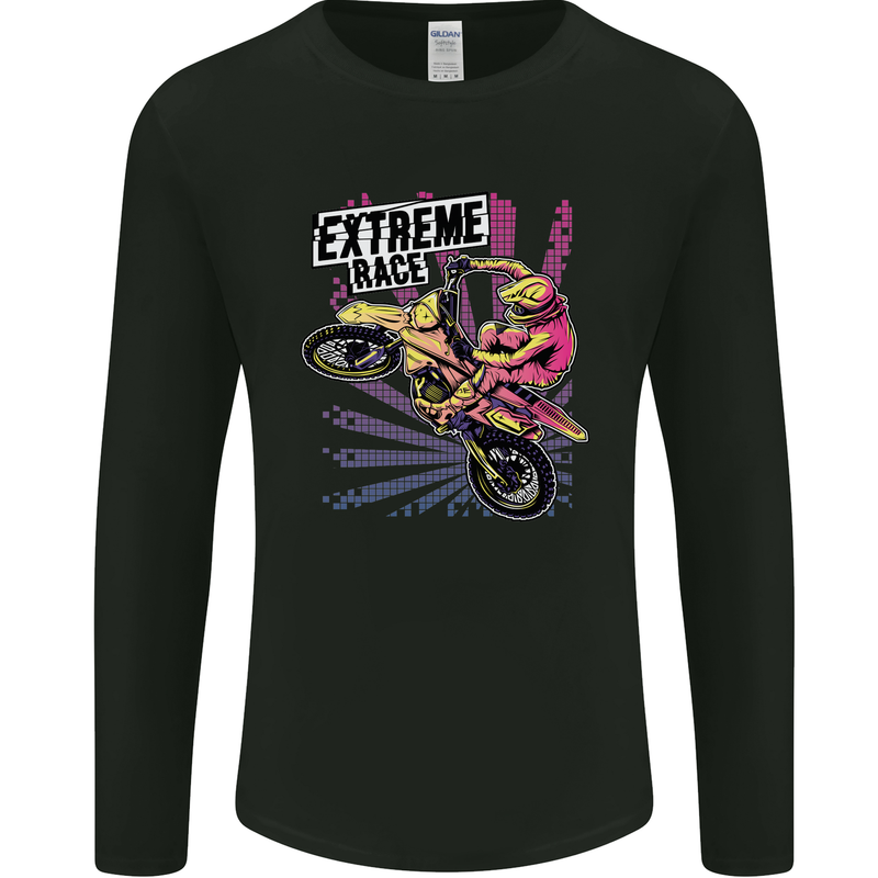 Extreme Race Motocross Dirt Bike Motorbike Mens Long Sleeve T-Shirt Black