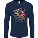 Extreme Race Motocross Dirt Bike Motorbike Mens Long Sleeve T-Shirt Navy Blue