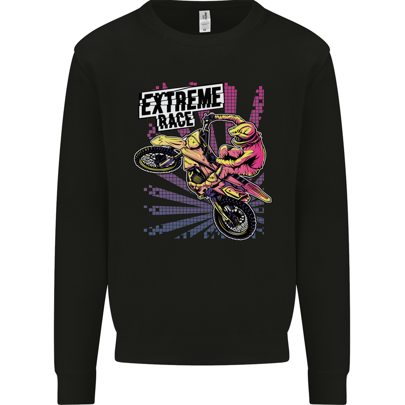 Extreme Race Motocross Dirt Bike Motorbike Mens Sweatshirt Jumper Black