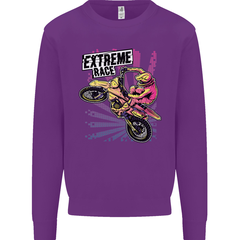 Extreme Race Motocross Dirt Bike Motorbike Mens Sweatshirt Jumper Purple