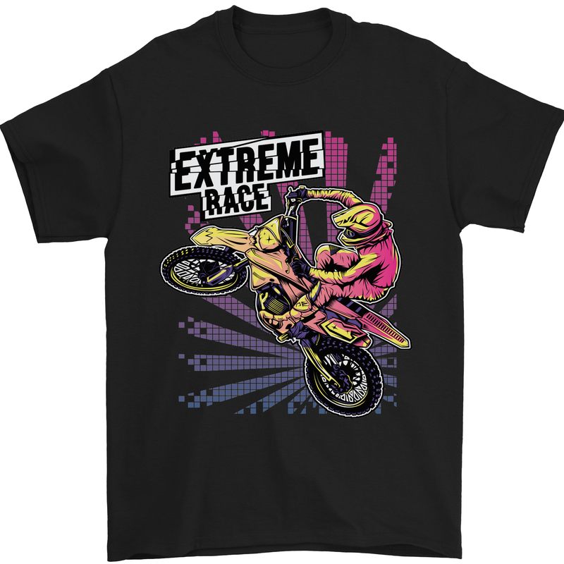 Extreme Race Motocross Dirt Bike Motorbike Mens T-Shirt Cotton Gildan Black