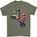 Extreme Race Motocross Dirt Bike Motorbike Mens T-Shirt Cotton Gildan Military Green