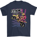 Extreme Race Motocross Dirt Bike Motorbike Mens T-Shirt Cotton Gildan Navy Blue