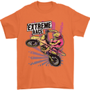 Extreme Race Motocross Dirt Bike Motorbike Mens T-Shirt Cotton Gildan Orange