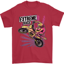 Extreme Race Motocross Dirt Bike Motorbike Mens T-Shirt Cotton Gildan Red