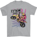 Extreme Race Motocross Dirt Bike Motorbike Mens T-Shirt Cotton Gildan Sports Grey