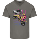 Extreme Race Motocross Dirt Bike Motorbike Mens V-Neck Cotton T-Shirt Charcoal