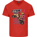 Extreme Race Motocross Dirt Bike Motorbike Mens V-Neck Cotton T-Shirt Red