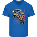 Extreme Race Motocross Dirt Bike Motorbike Mens V-Neck Cotton T-Shirt Royal Blue