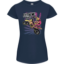 Extreme Race Motocross Dirt Bike Motorbike Womens Petite Cut T-Shirt Navy Blue