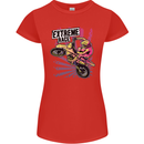 Extreme Race Motocross Dirt Bike Motorbike Womens Petite Cut T-Shirt Red