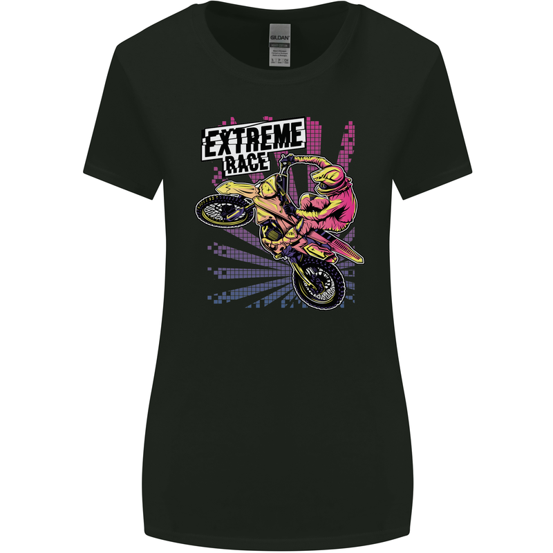 Extreme Race Motocross Dirt Bike Motorbike Womens Wider Cut T-Shirt Black