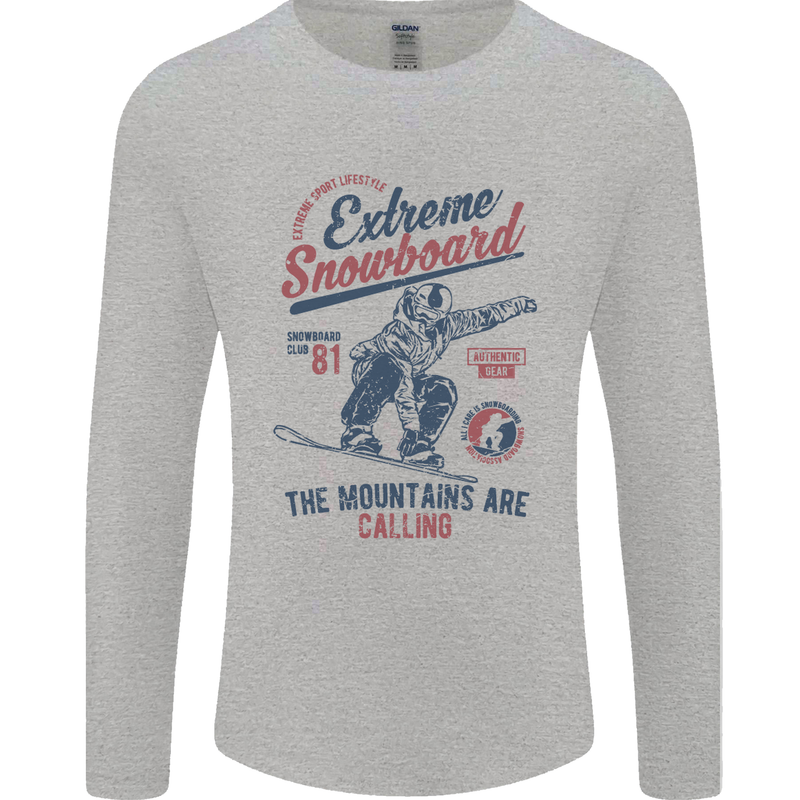 Extreme Snowboarding Snowboard Mens Long Sleeve T-Shirt Sports Grey