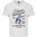 Extreme Snowboarding Snowboard Mens V-Neck Cotton T-Shirt White