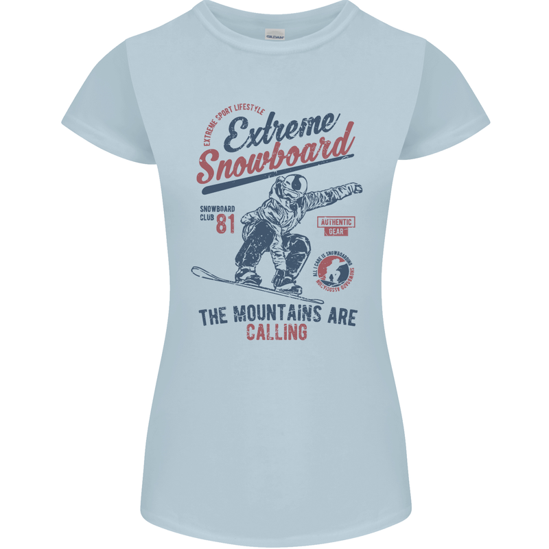 Extreme Snowboarding Snowboard Womens Petite Cut T-Shirt Light Blue