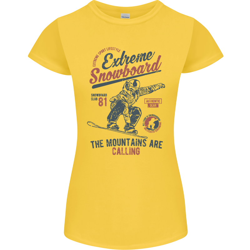 Extreme Snowboarding Snowboard Womens Petite Cut T-Shirt Yellow