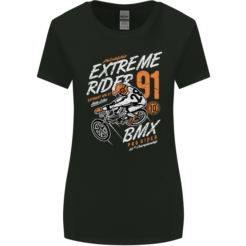 Extreme Sports BMX Rider Cycling Womens Wider Cut T-Shirt Black