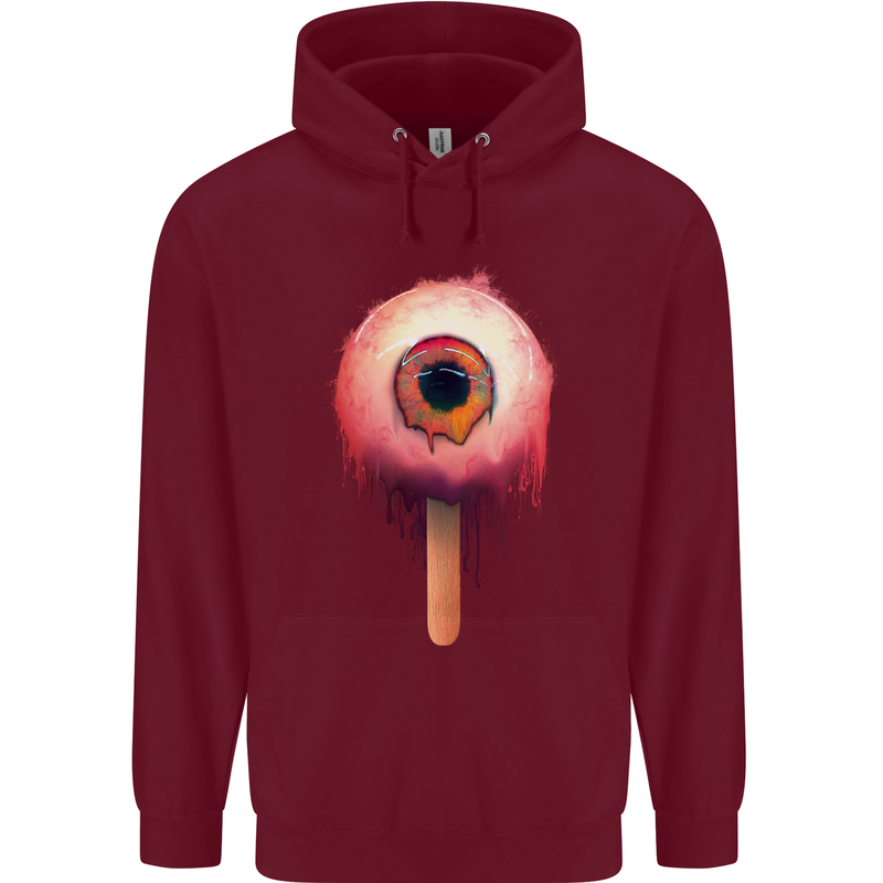Eyesicle Horror Hangover Eye Gothic Demon Childrens Kids Hoodie Maroon