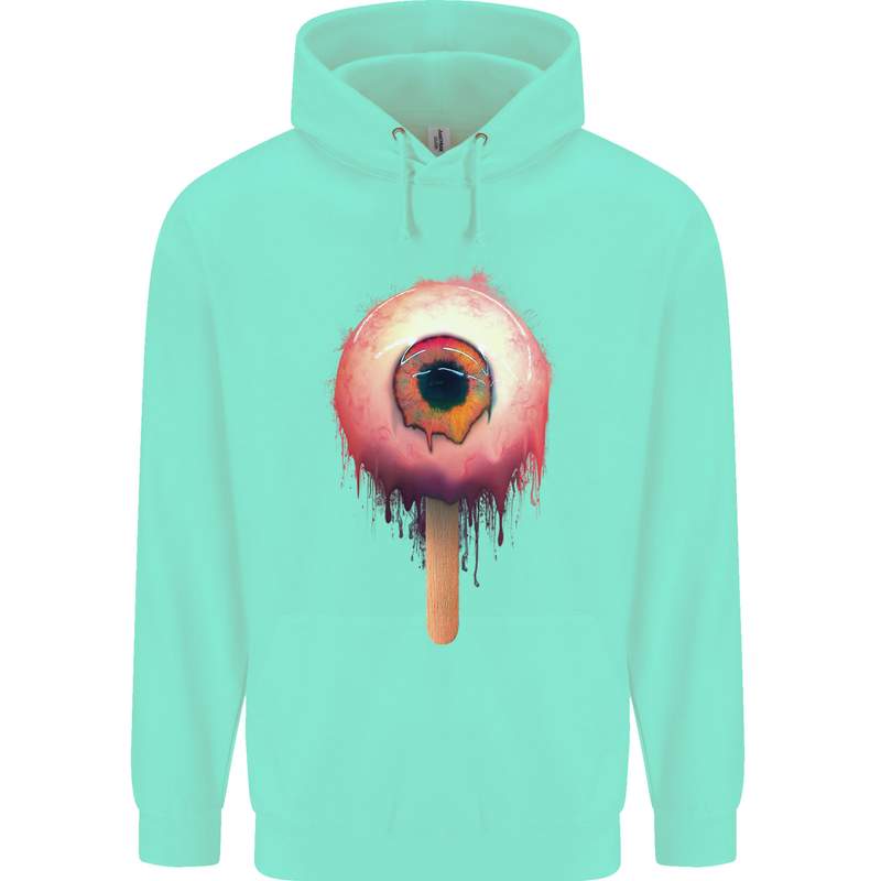 Eyesicle Horror Hangover Eye Gothic Demon Childrens Kids Hoodie Peppermint