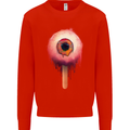 Eyesicle Horror Hangover Eye Gothic Demon Kids Sweatshirt Jumper Bright Red