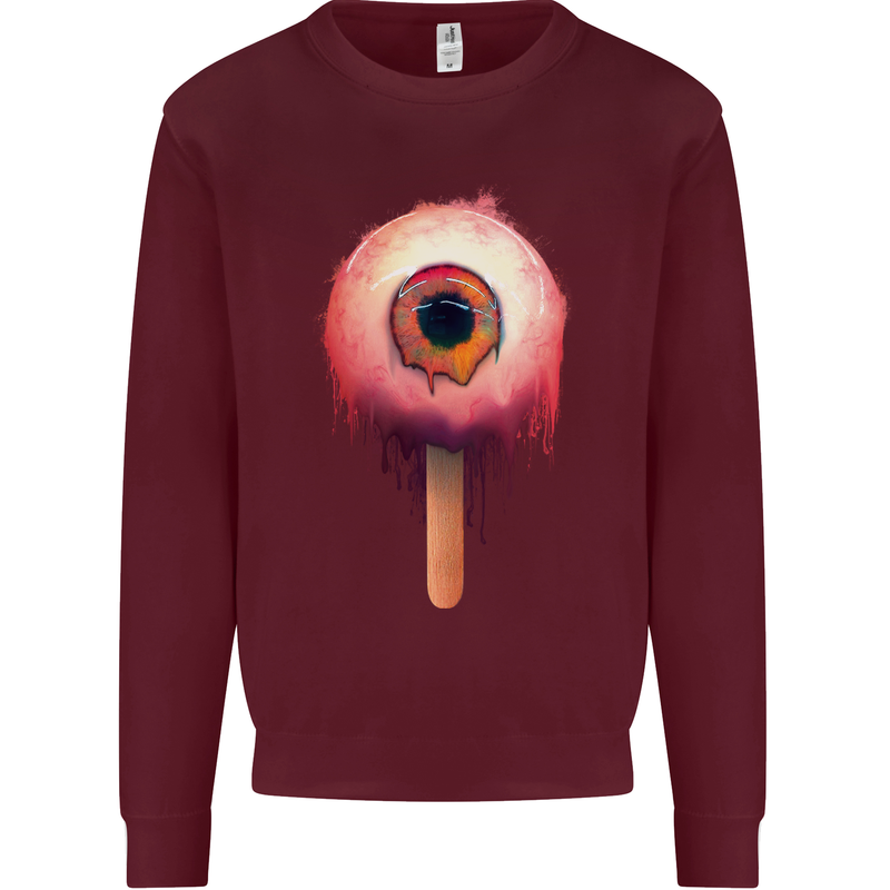 Eyesicle Horror Hangover Eye Gothic Demon Kids Sweatshirt Jumper Maroon