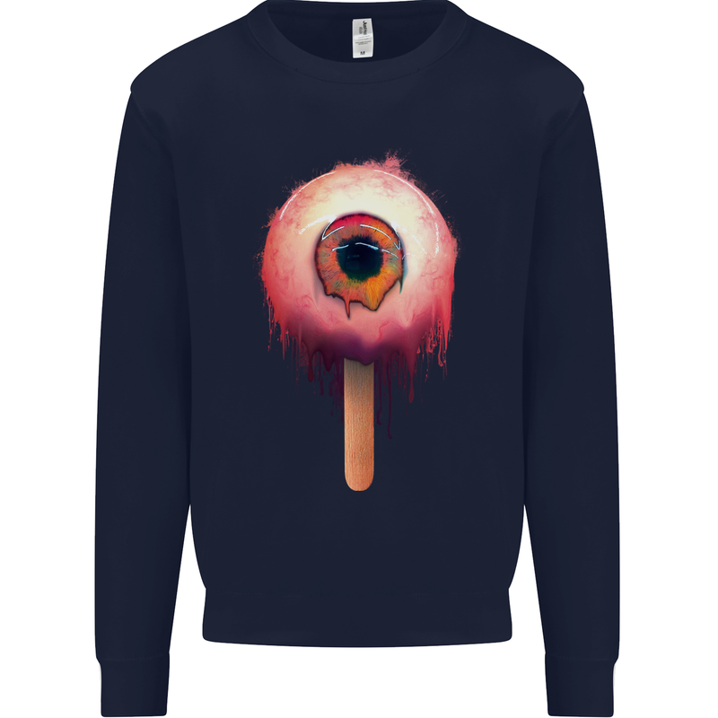 Eyesicle Horror Hangover Eye Gothic Demon Kids Sweatshirt Jumper Navy Blue