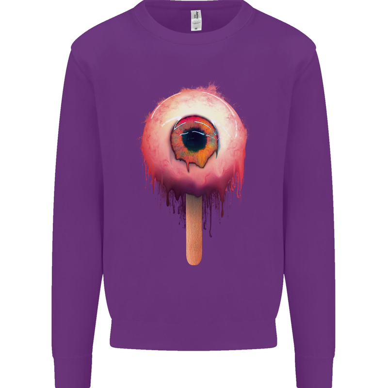 Eyesicle Horror Hangover Eye Gothic Demon Kids Sweatshirt Jumper Purple