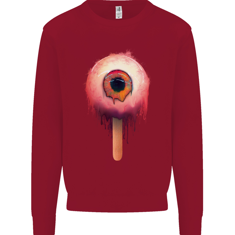 Eyesicle Horror Hangover Eye Gothic Demon Kids Sweatshirt Jumper Red