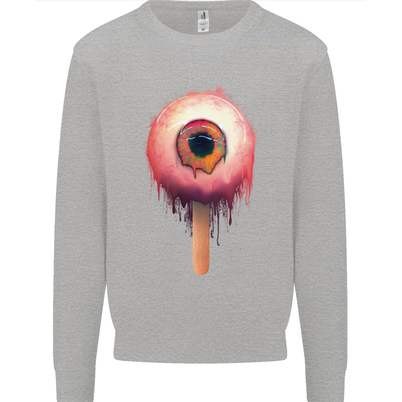 Eyesicle Horror Hangover Eye Gothic Demon Kids Sweatshirt Jumper Sports Grey