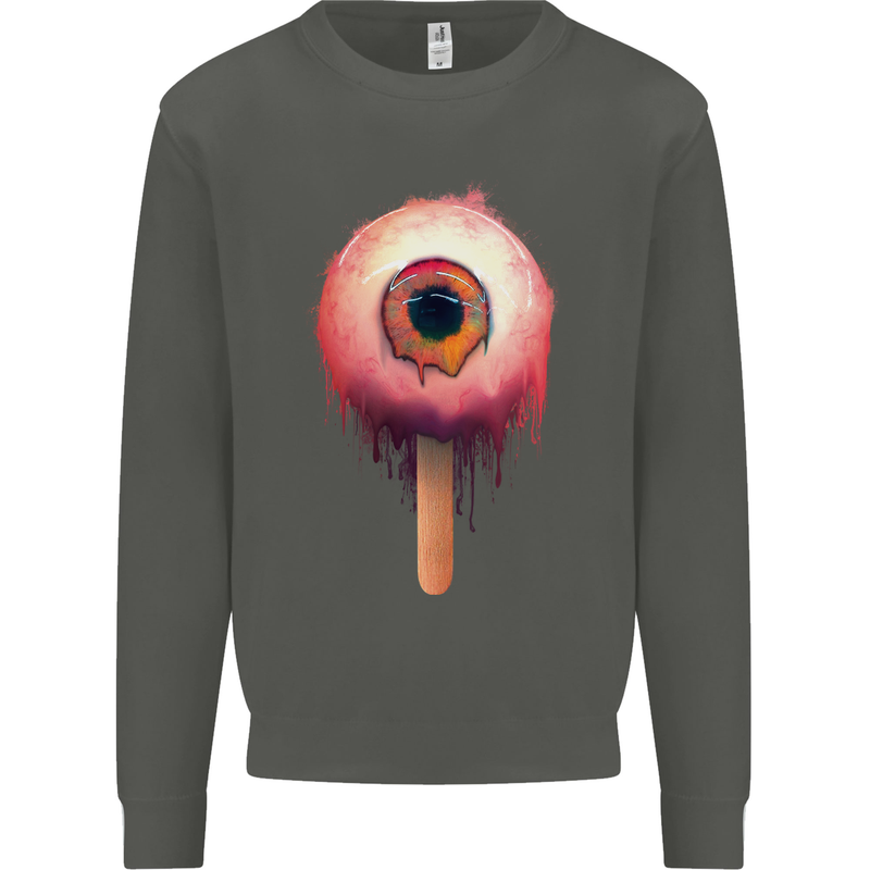 Eyesicle Horror Hangover Eye Gothic Demon Kids Sweatshirt Jumper Storm Grey