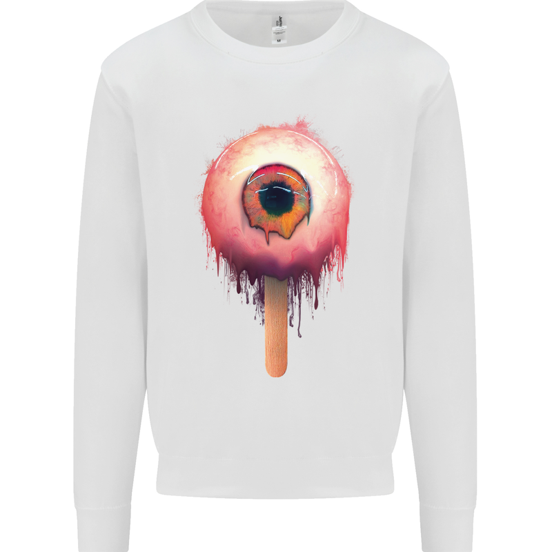 Eyesicle Horror Hangover Eye Gothic Demon Kids Sweatshirt Jumper White