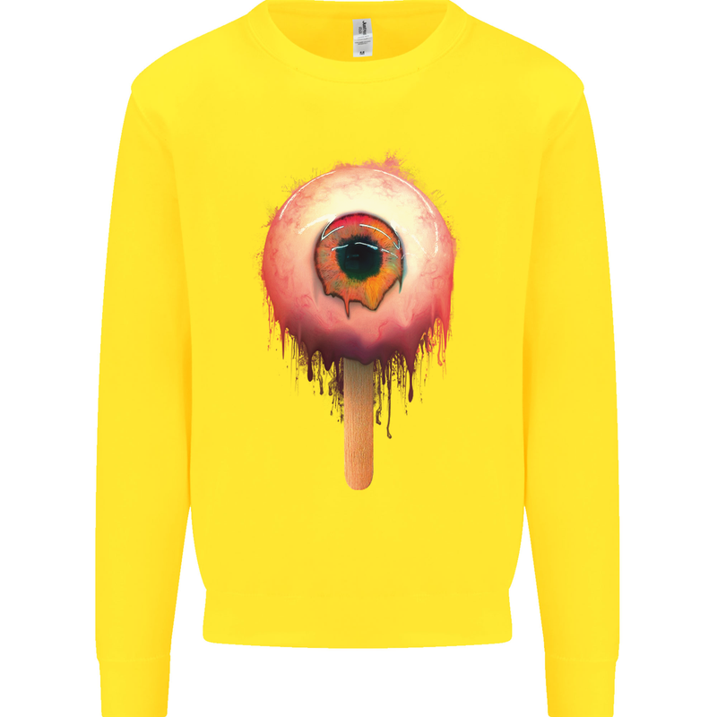 Eyesicle Horror Hangover Eye Gothic Demon Kids Sweatshirt Jumper Yellow