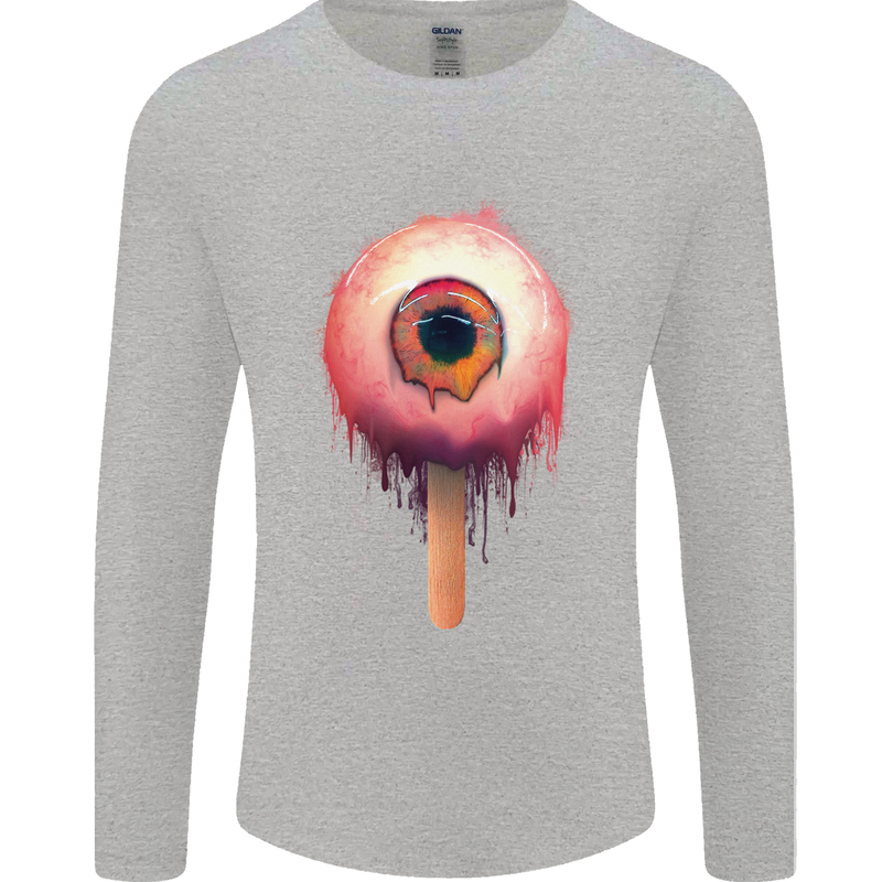 Eyesicle Horror Hangover Eye Gothic Demon Mens Long Sleeve T-Shirt Sports Grey
