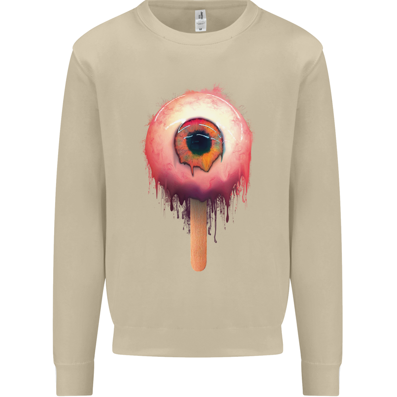 Eyesicle Horror Hangover Eye Gothic Demon Mens Sweatshirt Jumper Sand