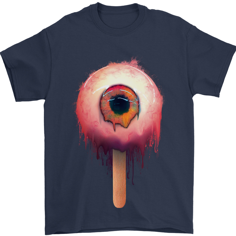 Eyesicle Horror Hangover Eye Gothic Demon Mens T-Shirt Cotton Gildan Navy Blue