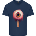 Eyesicle Horror Hangover Eye Gothic Demon Mens V-Neck Cotton T-Shirt Navy Blue