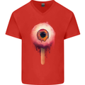 Eyesicle Horror Hangover Eye Gothic Demon Mens V-Neck Cotton T-Shirt Red