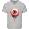 Eyesicle Horror Hangover Eye Gothic Demon Mens V-Neck Cotton T-Shirt Sports Grey